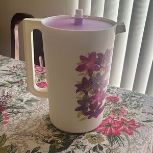Floral White and Purple Pitcher